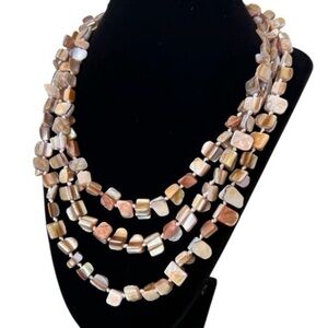 Geometric Shaped Shell Beaded Boho Necklace Color : Coffee Brown